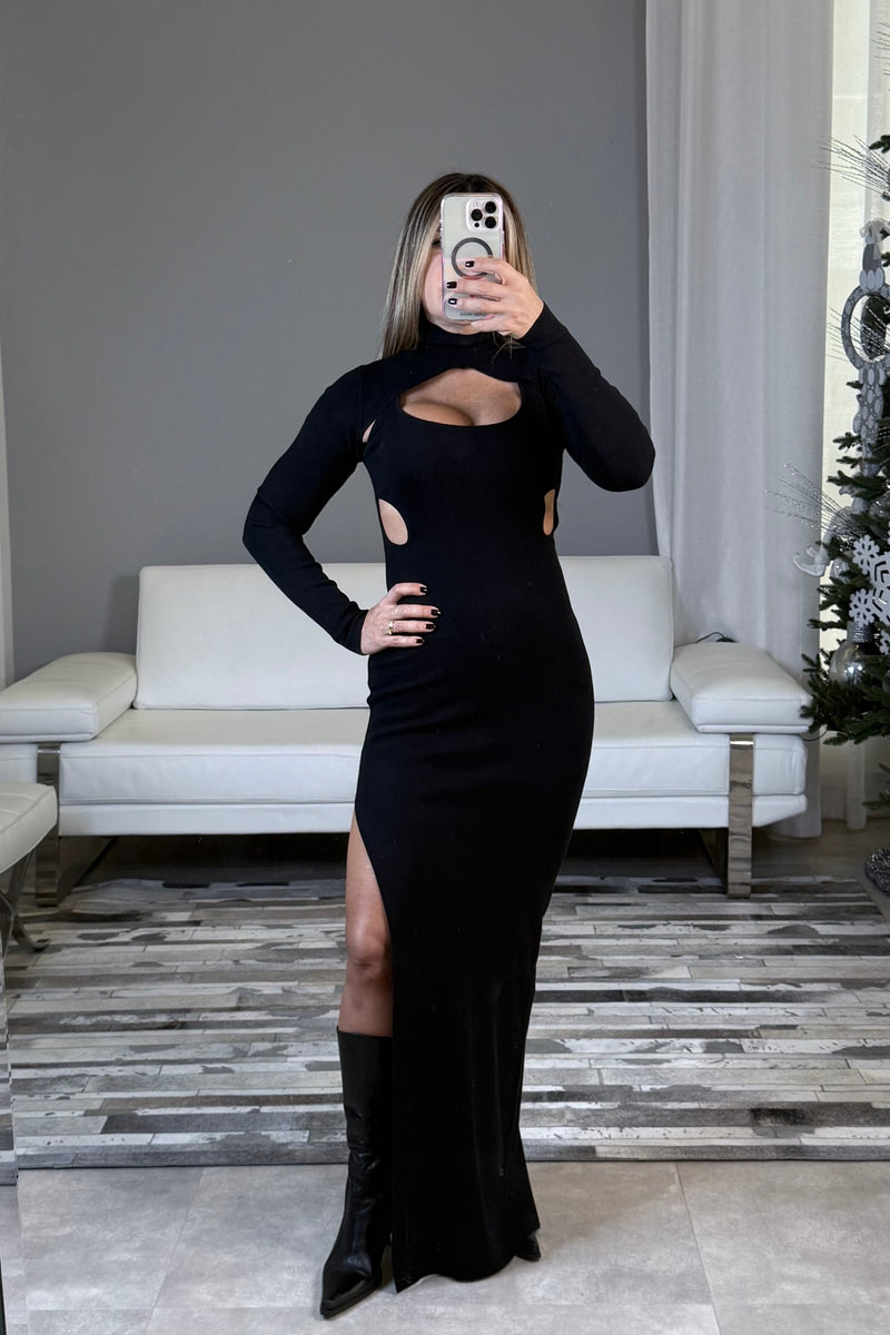 Black Cut Out Maxi Dress  IMMA OUTFITS