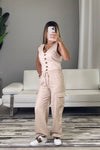 Linen Vest+Jogger Cargo Pant Set