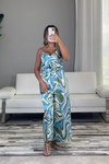 Multi Blue Silk Jumpsuit