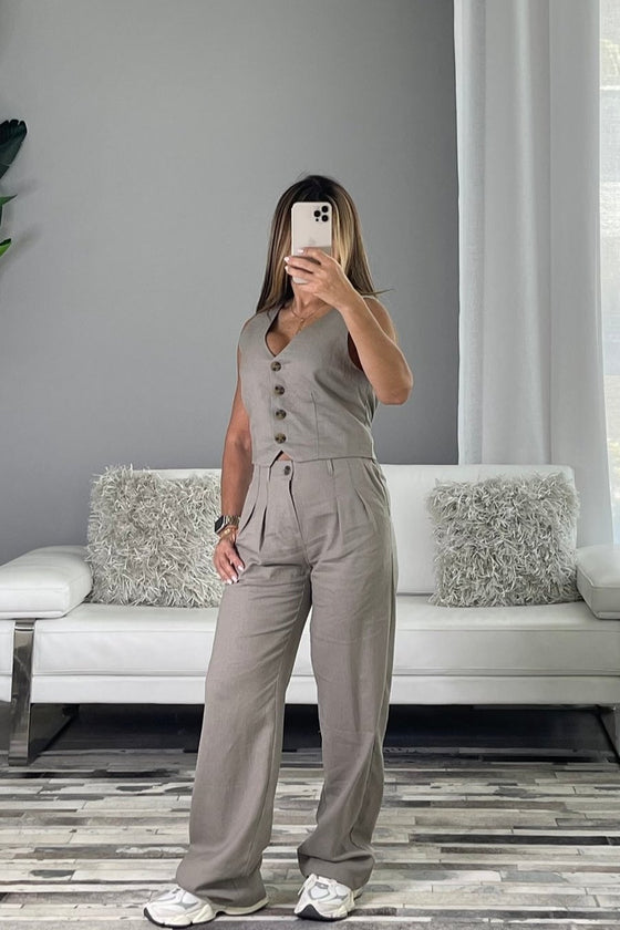 Linen Vest+Pant Set