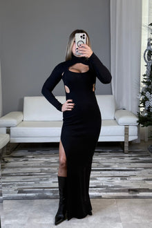  Black Cut Out Maxi Dress