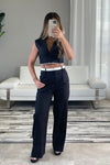 Elena Black Vest+Pant Set