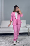 Pink Linen Blazer.