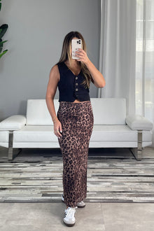  Leopard Print Maxi Skirt