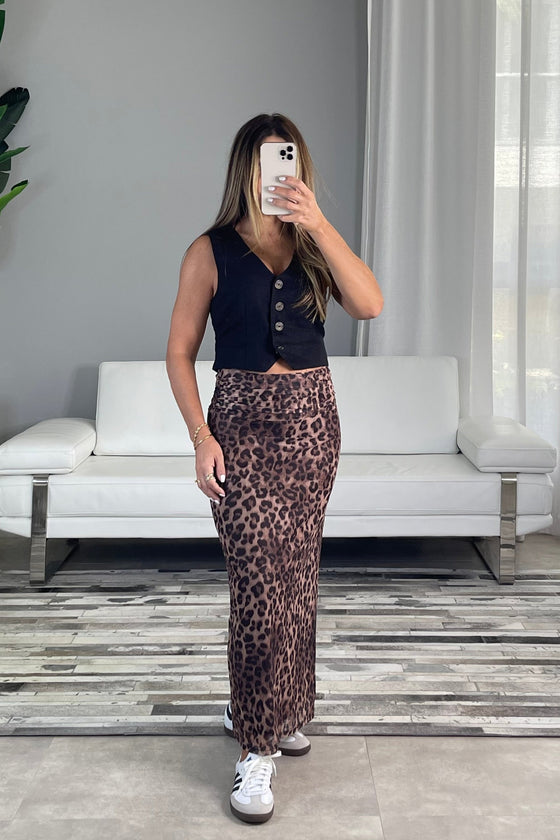 Leopard Print Maxi Skirt