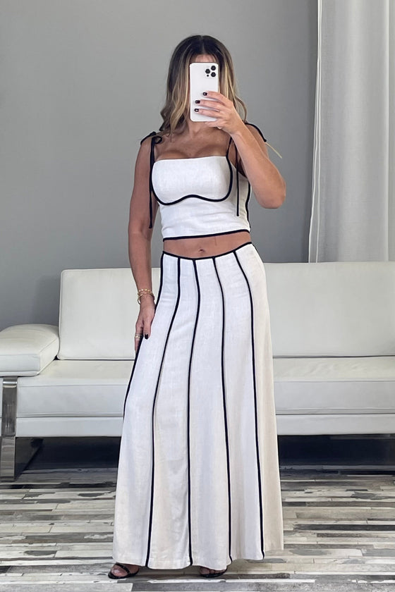 Natural/Black Top/Maxi Skirt Set