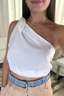  One Shoulder White Top