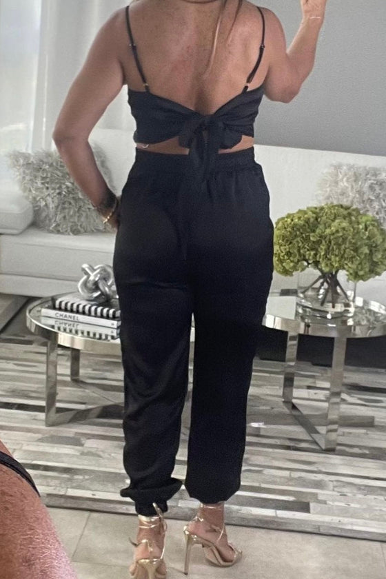 Black Satin Set
