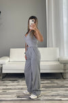 Grey Linen Halter Top+Pant Set