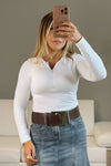 White Zipper Long Sleeve