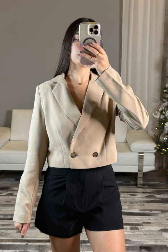Khaki Crop Blazer
