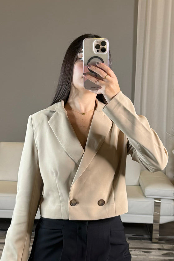 Khaki Crop Blazer