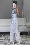 Silver/White Metallic Pant