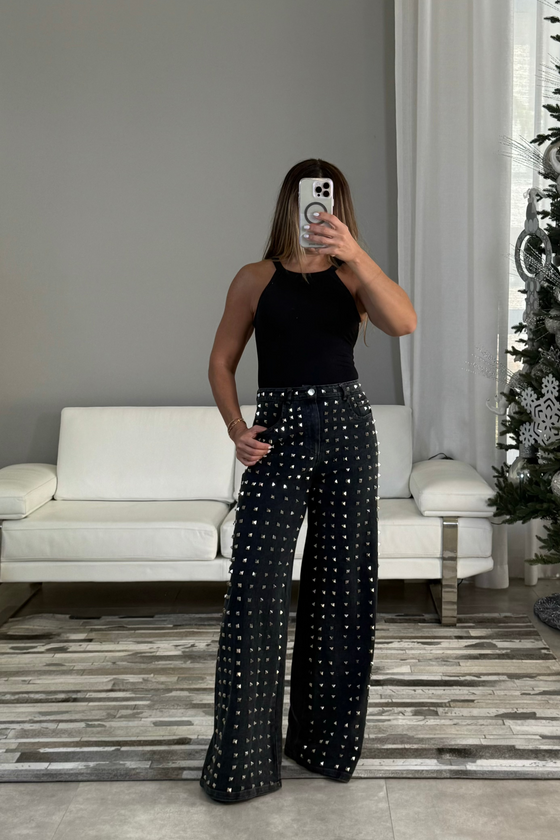 Studded Black Jean