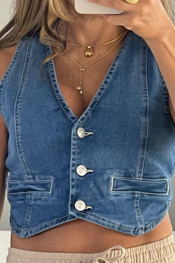 Denim Crop Vest